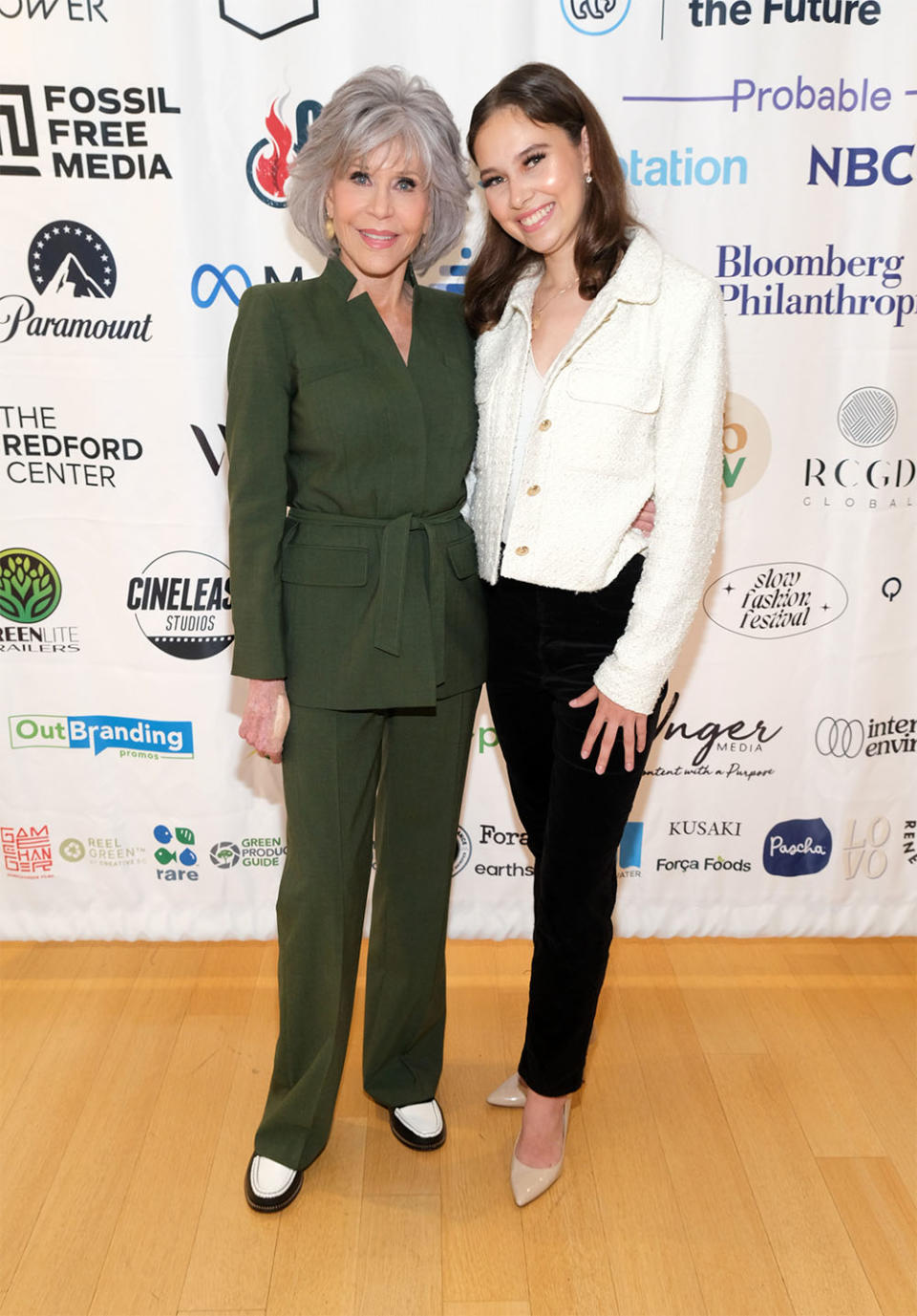 Jane Fonda and Nalleli Cobo attend the 2023 Hollywood Climate Summit at Academy Museum of Motion Pictures on June 22, 2023 in Los Angeles, California.