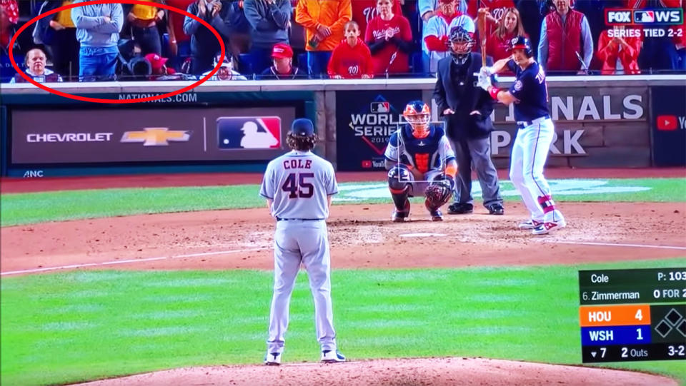 The two women flashed Houston Astros pitcher Gerrit Cole. Image: Supplied