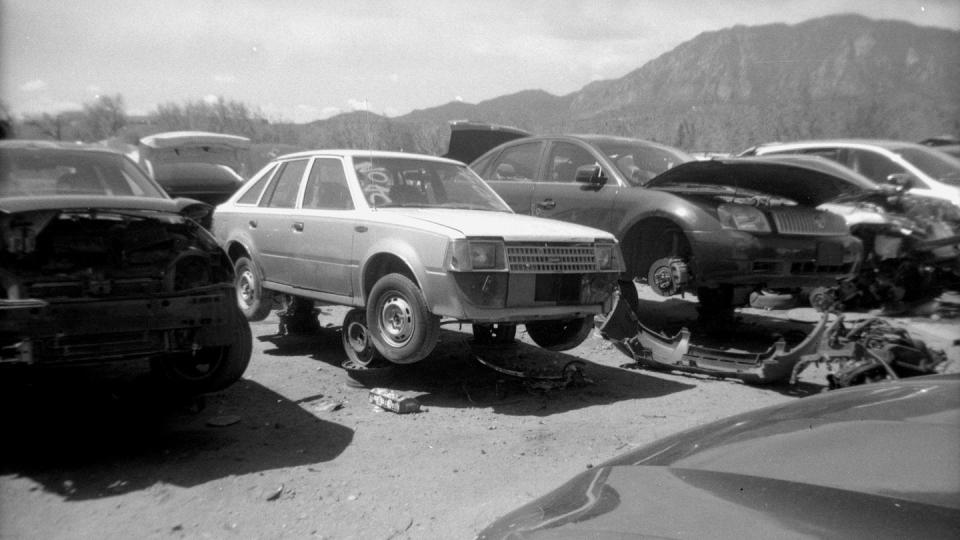 1984 ford escort gold medal edition from phil long ford in colorado junkyard