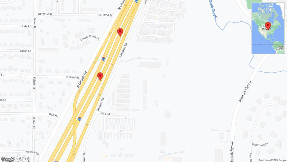 A detailed map that shows the affected road due to 'Broken down vehicle on northbound I-35 in Pleasant Valley' on September 18th at 2:08 p.m.