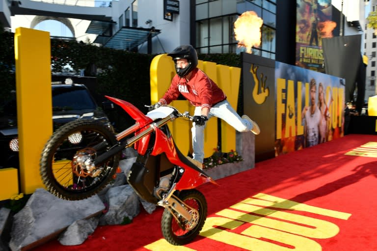 A stunt artist performs at the premiere of 'The Fall Guy' at the Dolby Theatre in Hollywood (VALERIE MACON)