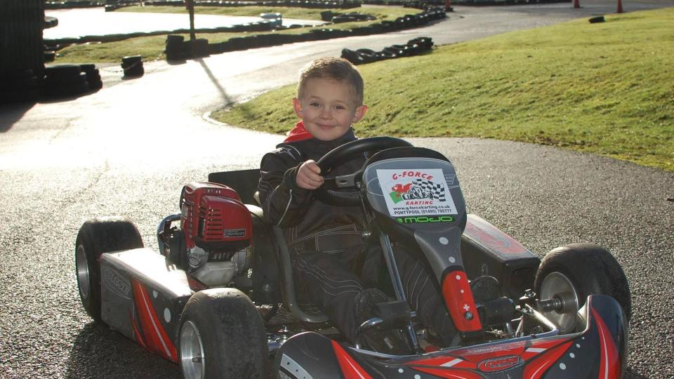 Young Caleb on the racing track 