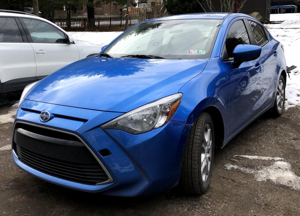 2016 Scion iA in Sapphire parked in snow