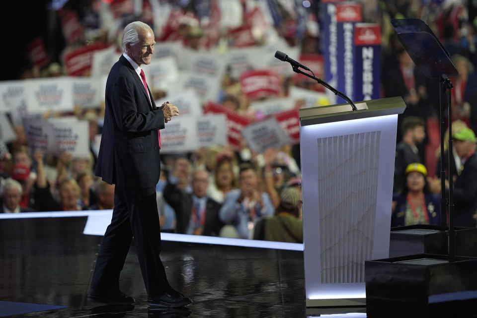 Peter Navarro takes the stage at the Republican National Convention (Matt Rourke / AP)