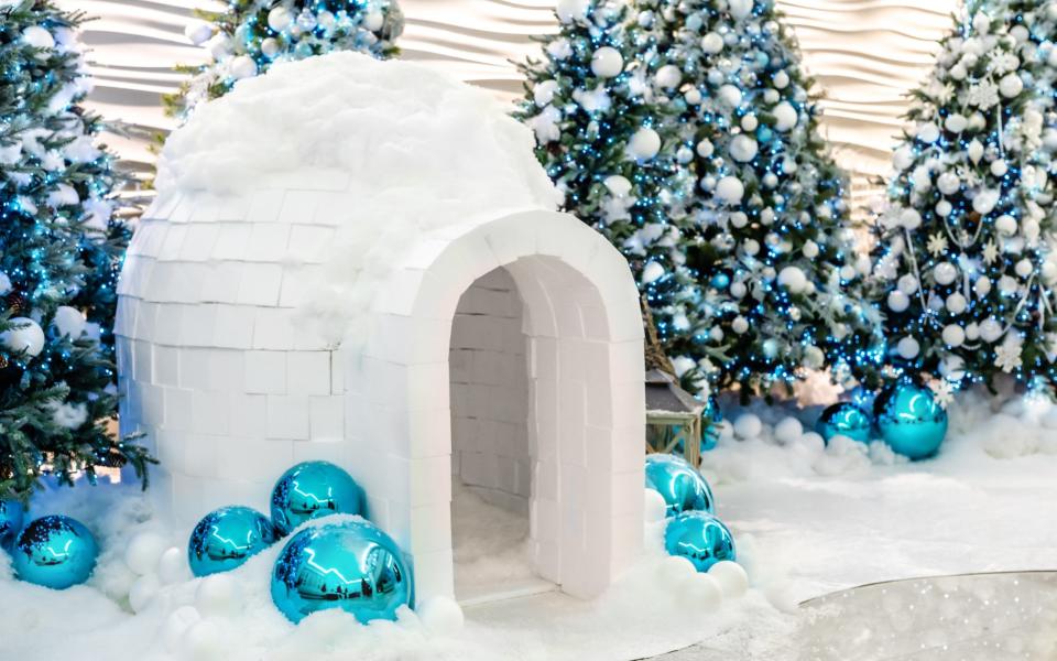 An indoor igloo built by floral artist Amie Bone's team