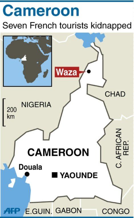 Map locating Waza in northern Cameroon, where a family of French tourists was kidnapped