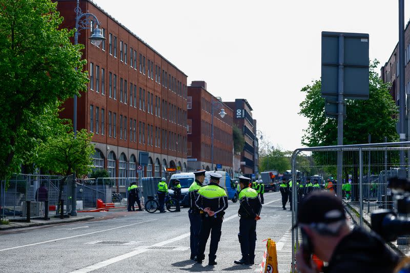 Asylum seekers camped outside the International Protection Office, in Dublin