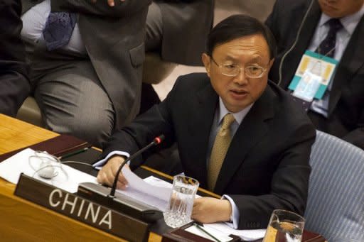 Yang Jiechi, Foreign Affairs Minister of China, seen here speaking at a United Nations Security Council meeting on September 26, in New York City. China took a bitter territorial dispute with Japan to the UN General Assembly on Thursday, with Yang accusing Tokyo of stealing disputed islands