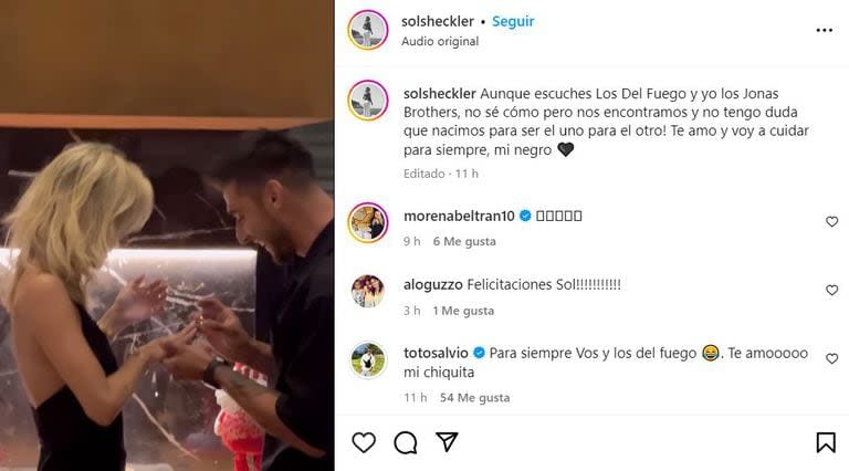 Sol Rinaldi se mostró conmovida por la propuesta de Toto Salvio