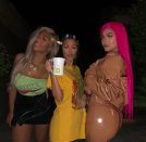 <p>Kourtney Kardashian enjoying a drink with Kylie.</p>