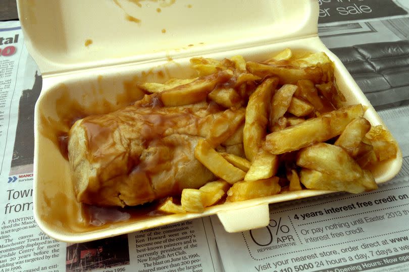 Rag Pudding served with Chips and Gravy