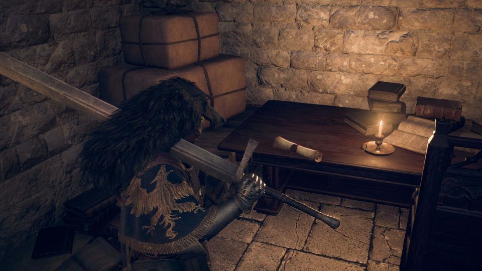 Dragon's Dogma 2: Battahli Crested Letter on desk.