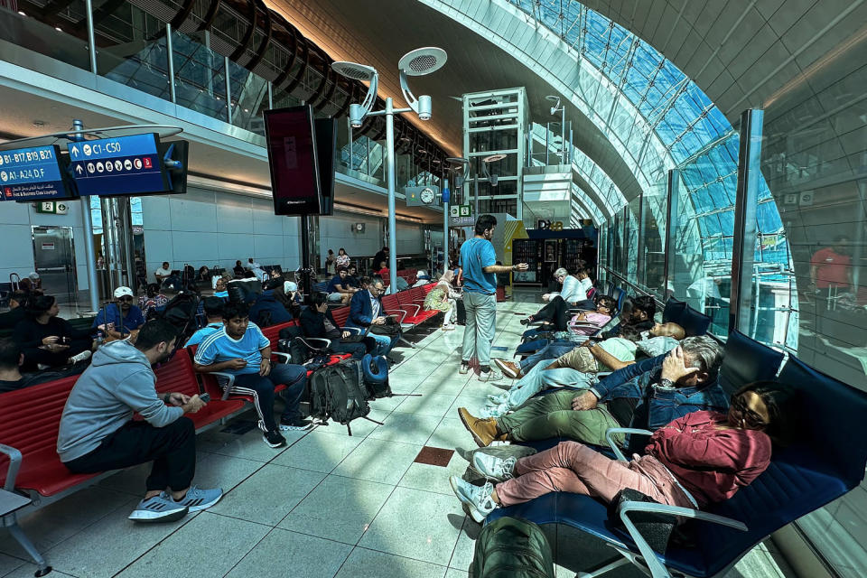 Dubai's major international airport diverted scores of incoming flights on April 16 as heavy rains lashed the United Arab Emirates, causing widespread flooding around the desert country. (AFP - Getty Images)