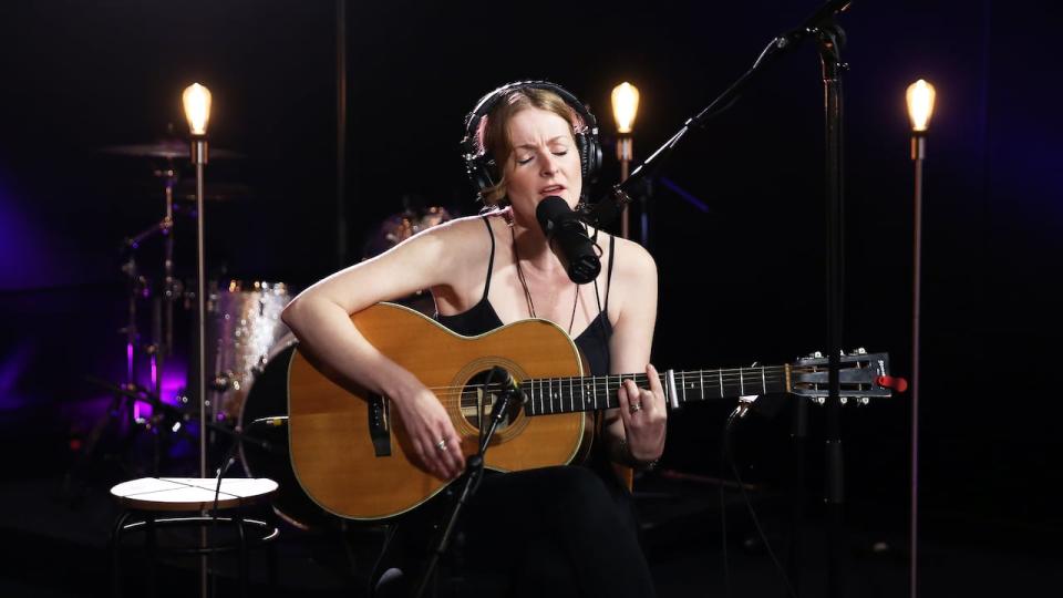 Jenn Grant performing live in the q studio in Toronto, Ont.