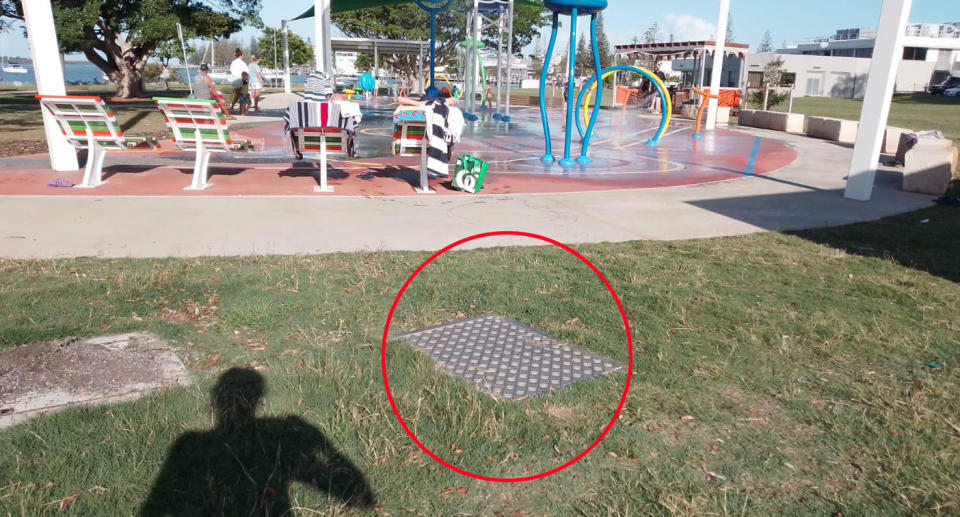 Metal plate at Westport Water Park playground