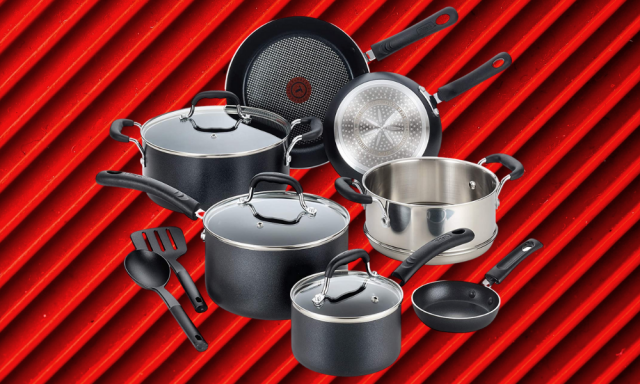 T-fal Ultimate Hard Anodized Nonstick Cookware Set 12 Piece Pots and Pans, Dishwasher  Safe Grey