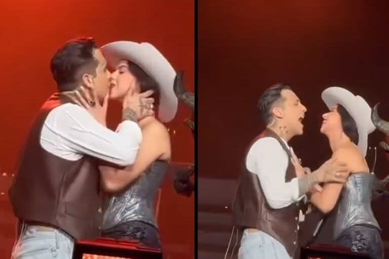 Christian Nodal a los besos con su nueva pareja en el escenario, a poco de anunciar su ruptura con Cazzu