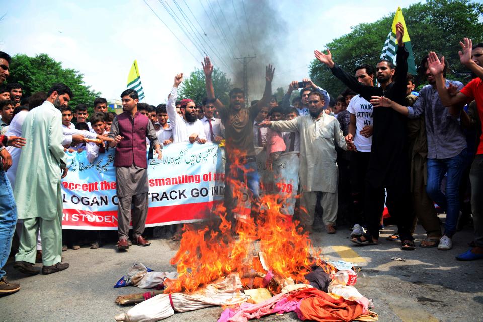 A protest in Muzaffarabad, capital of Pakistani Kashmir, on Aug. 9, 2019.