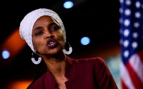 Donald Trump has repeatedly launched racial attacks against Ms Omar - Credit: BRENDAN SMIALOWSKI/AFP/Getty Images