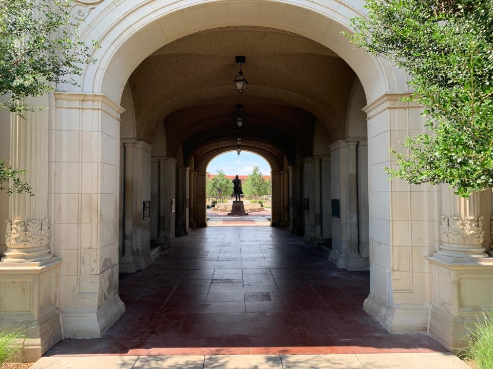 The historic part of the Texas Tech University campus is quite lovely in a formal way. Especially since more trees have been planted since my last visit. The man memorialized in the distance is late Gov. Preston Smith, who almost single-handedly turned what had long been a technical college into a major university.