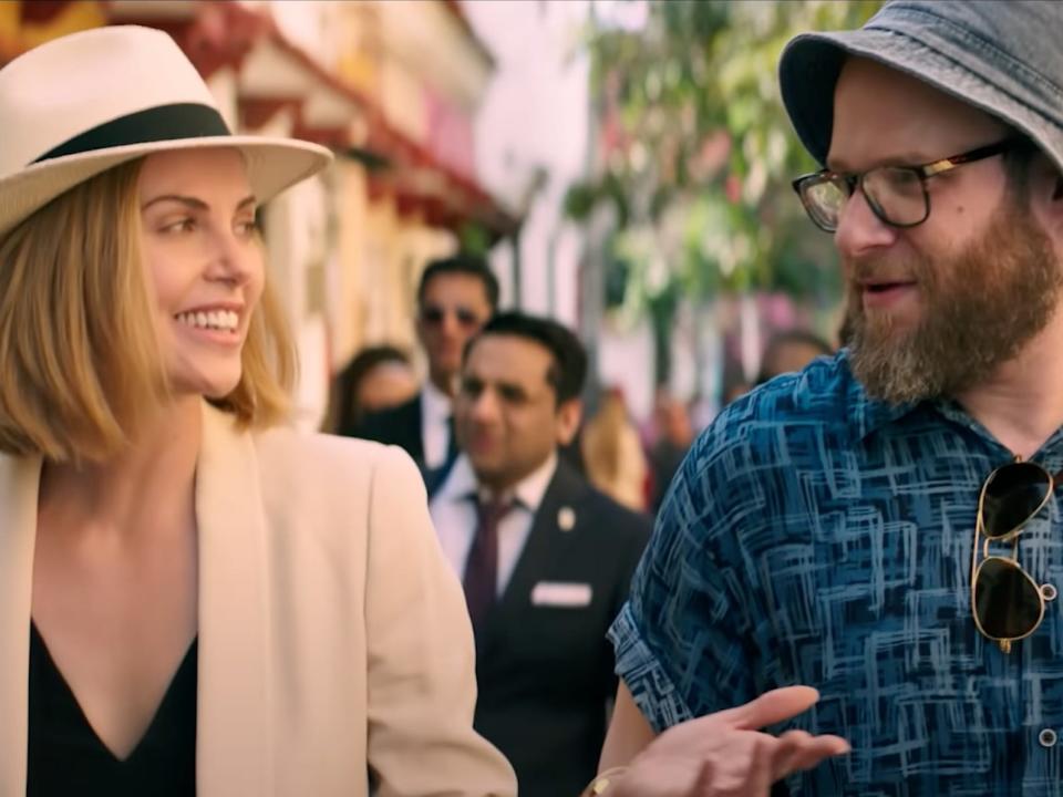 Charlize Theron and Seth Rogan in "Long Shot."