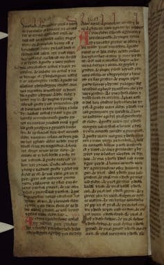 A photograph of a medieval Welsh language manuscript.