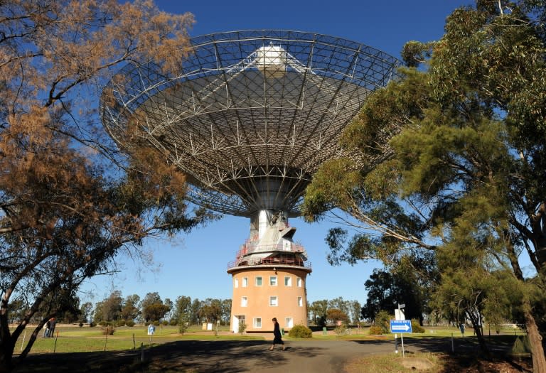 One of the world's largest steerable radio telescopes, with a 64-metre diameter dish, in Parkes, south-eastern Australia