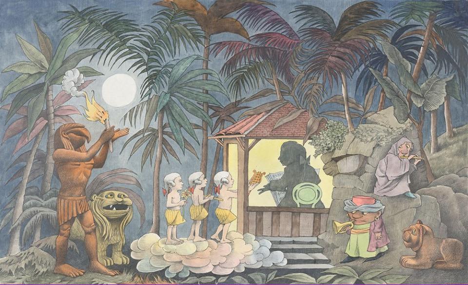 <div class="inline-image__caption"><p>Maurice Sendak (1928-2012), Design for show scrim (TheMagic Flute), 1979-1980, watercolor and graphite pencil on paper on board.</p></div> <div class="inline-image__credit">The Morgan Library & Museum</div>