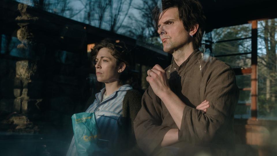 Jen Tullock and Adam Scott as Devon and Mark in Severance