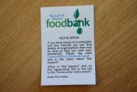 A view of an information in the Runcorn and District Foodbank in Old Town, in Runcorn