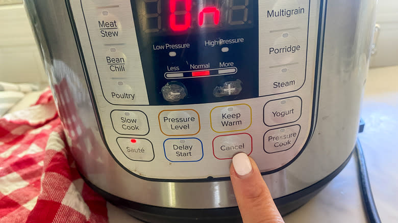 selecting cancel on instant pot