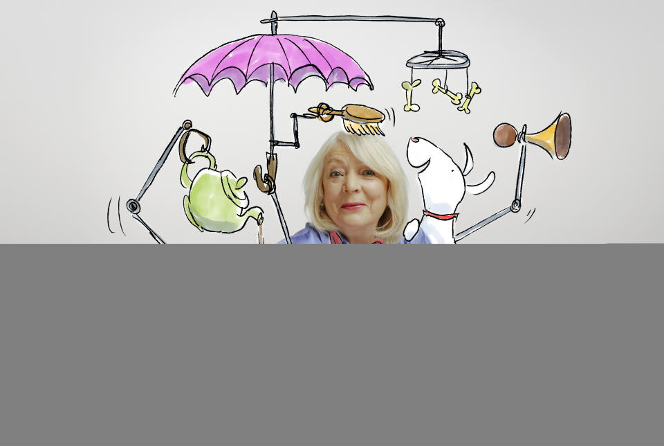 Alison Steadman with Quentin Blake illustrations around her head.