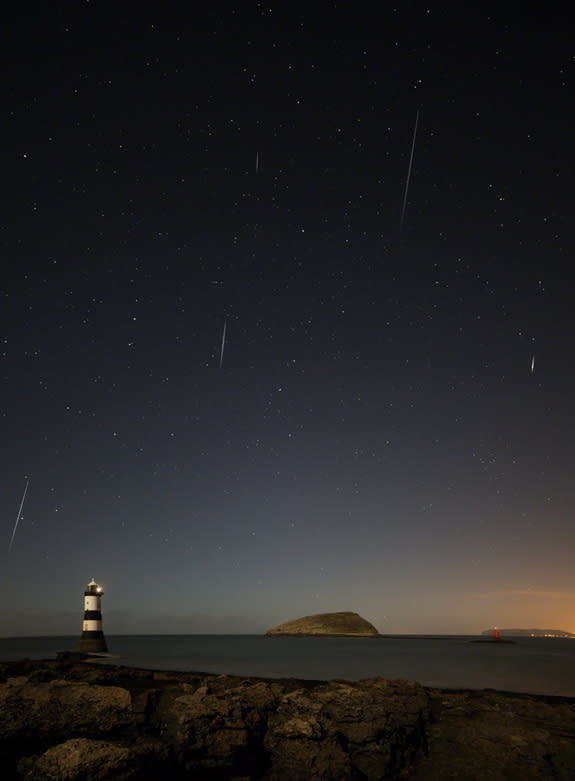 Astrophotographer Adrian Kingsley-Hughes provided a composite image of Geminid meteors taken Dec. 13, 2013.