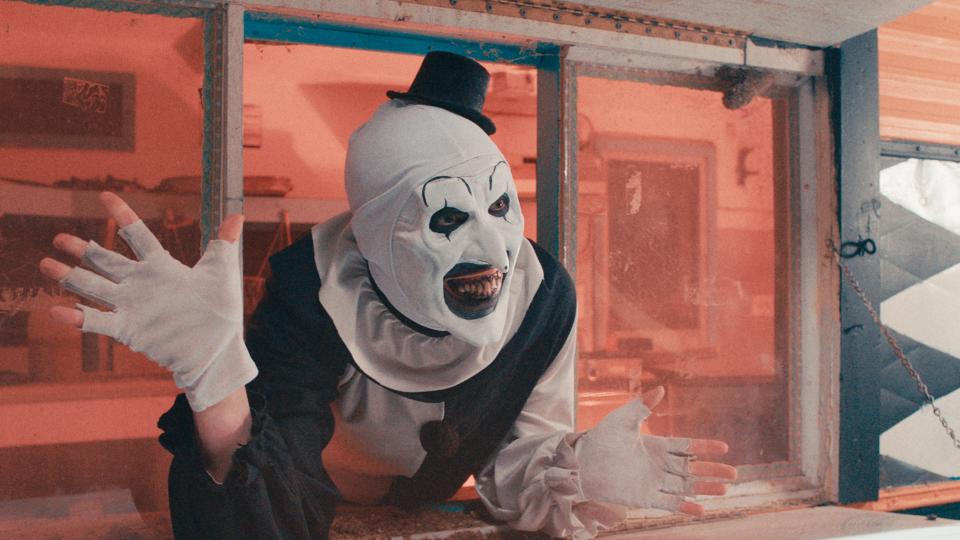 "Terrifier 2" features the return of Art the Clown (David Howard Thornton), resurrected by a sinister entity and out to murder a teenage girl and her younger brother on Halloween night.