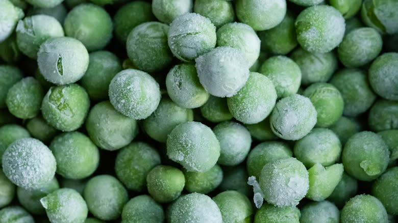 Frozen peas up close