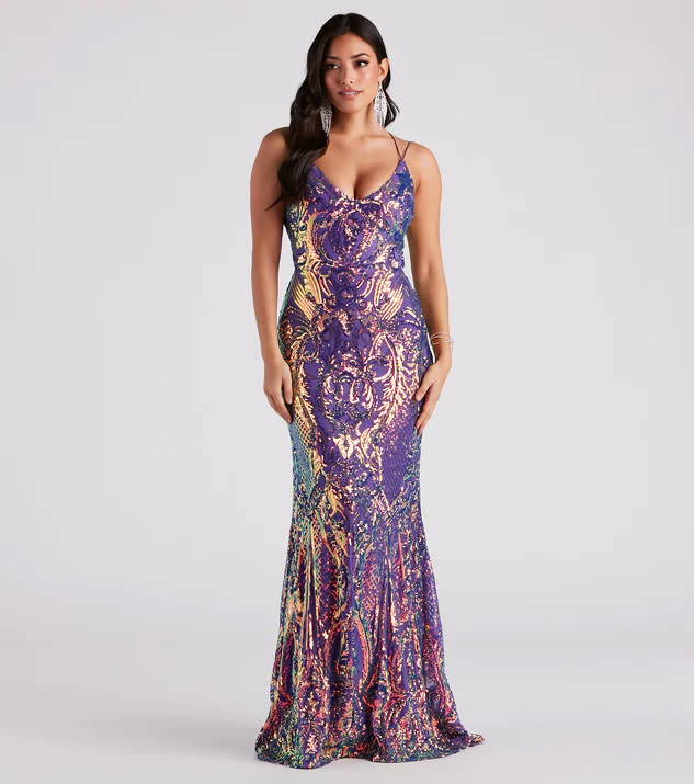 Camren Formal Sequin Strappy Mermaid Dress