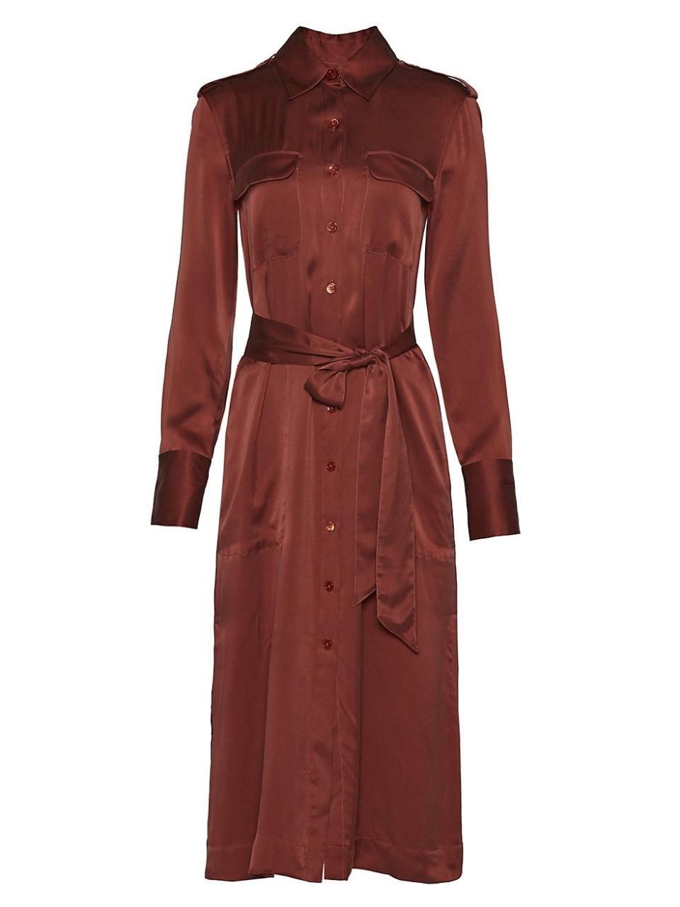 Zelie Silk Satin Shirt Dress