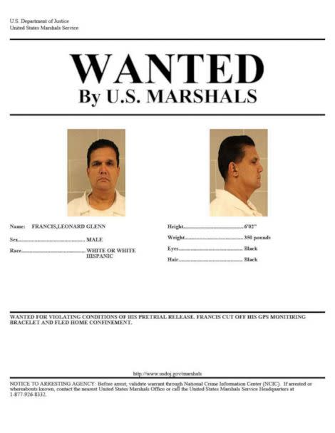 PHOTO: Leonard 'Fat Leonard' Francis is in the wanted poster released by the U.S. Marshals Service. (U.S. Marshals Service via Twitter)