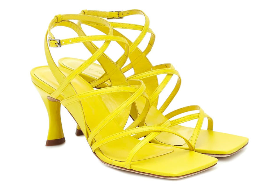 yellow heels, sandals, by far