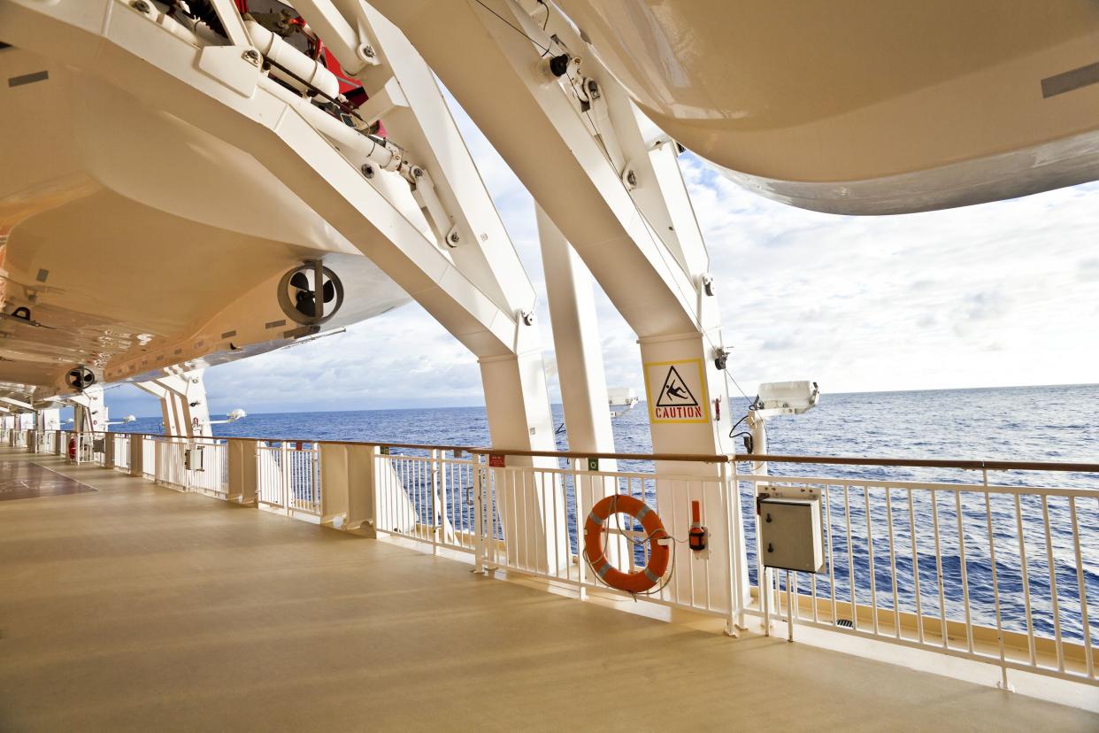 Lifebelt on the deck of a  cruise ship.