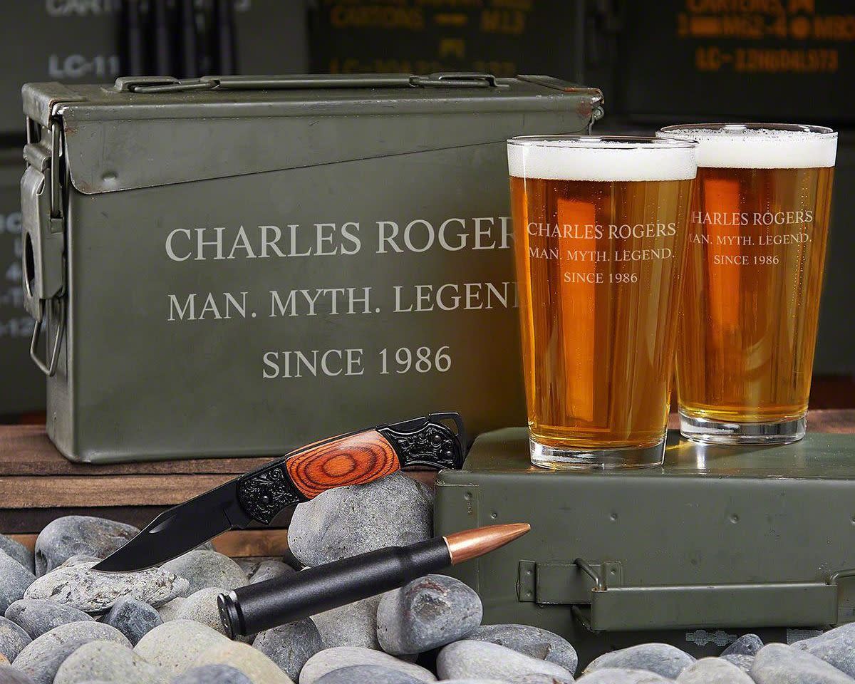 custom ammo can pint glass gift set