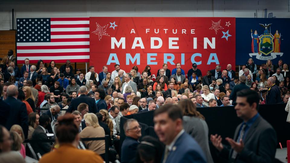 People of all ages entered the gymnasium at SRC Arena & Events Center to see President Biden in Syracuse on Thursday, October 27, 2022.