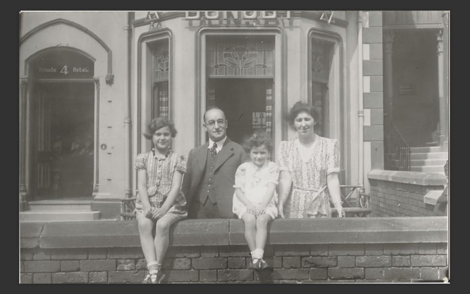 The occasional holiday in Blackpool: Hannah and Marianne pictured with their foster parents