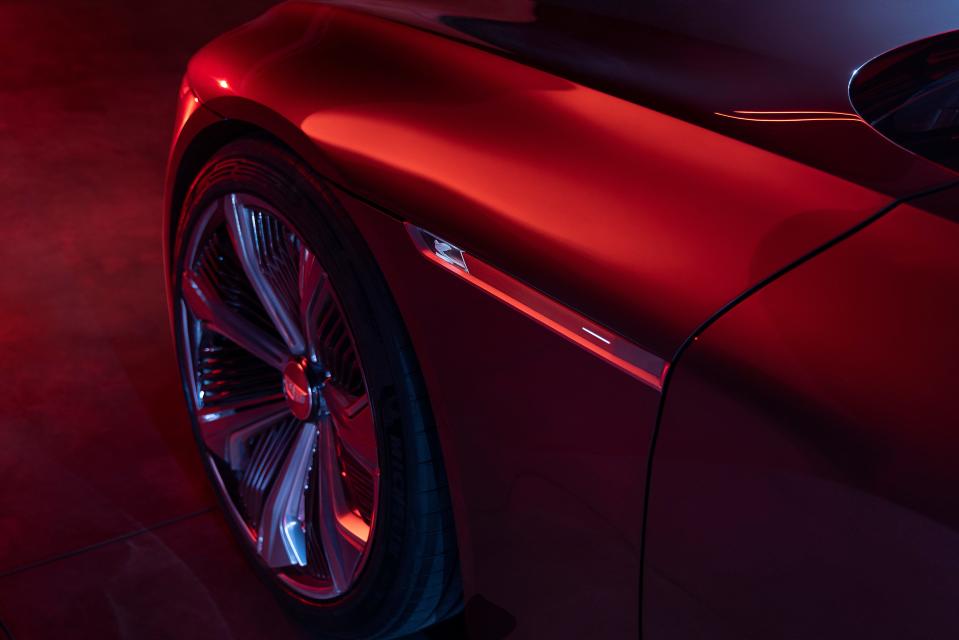 Detail of the Cadillac Celestiq show car, which previews an ultra-luxury electric vehicle coming in 2023.
