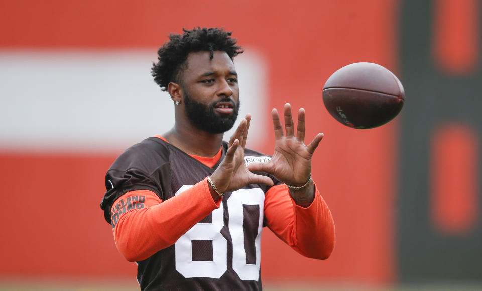 Cleveland Browns rookie Blake Jackson led a parody video making fun of Jarvis Landry’s profanity-laced speech on Tuesday night’s episode of “Hard Knocks.” (Getty Images)