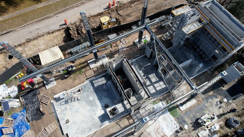 The first 3-D-printed two-story building in the US under construction in Texas