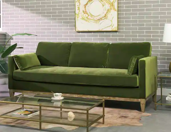 Jennifer Taylor Olive Green Velvet Sofa