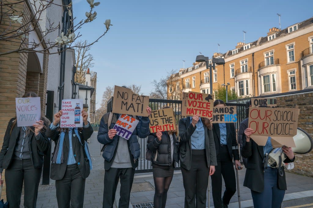 A previous peaceful protest at Holland Park school against plans for it to join a multi-academy trust  (Tom Fox)