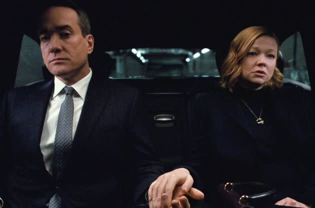 Tom Wambsgans (Matthew Macfadyen) and Shiv Roy (Sarah Snook) in their final shot on Succession