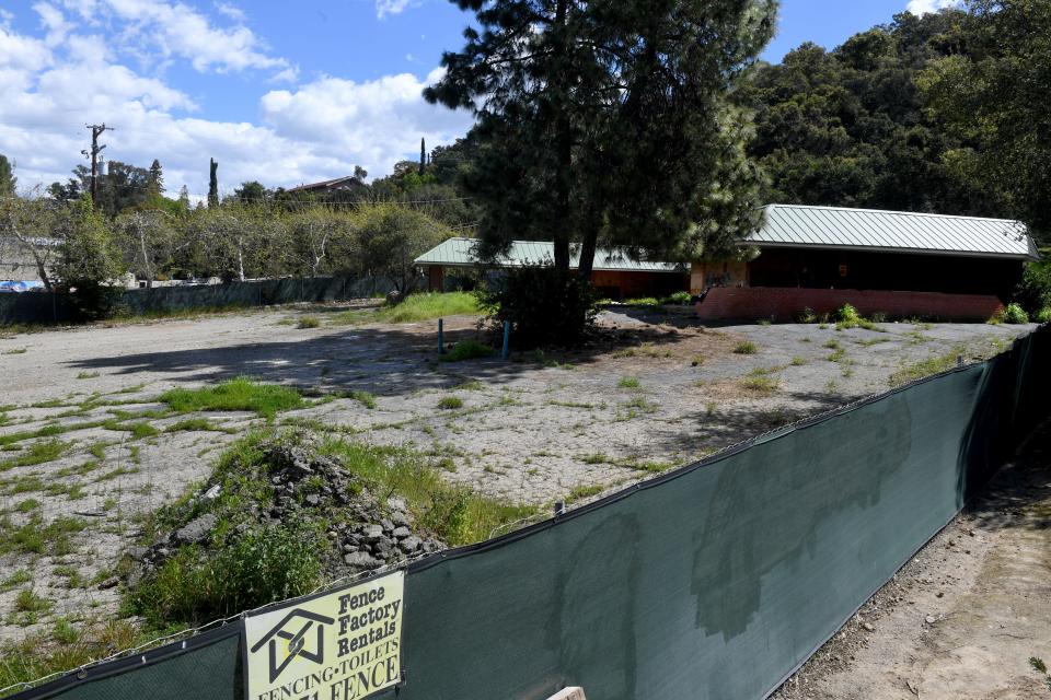 A long-closed restaurant sits empty on March 18 at the site of the future Camino de Salud housing development in the unincorporated area of Mira Monte, just outside Ojai.